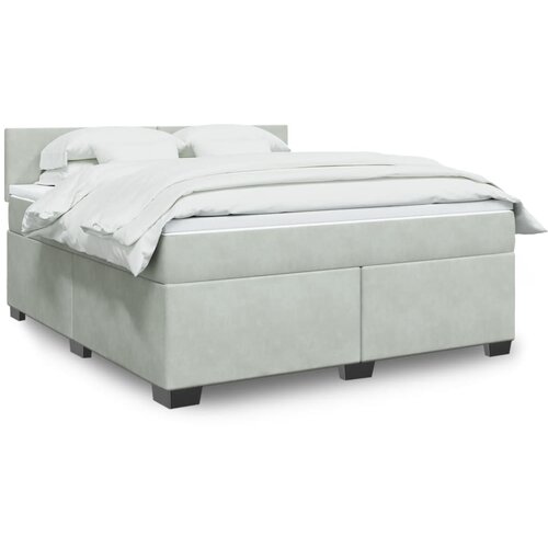 vidaXL Box spring postelja z vzmetnico svetlo siva 180x200 cm žamet Cene
