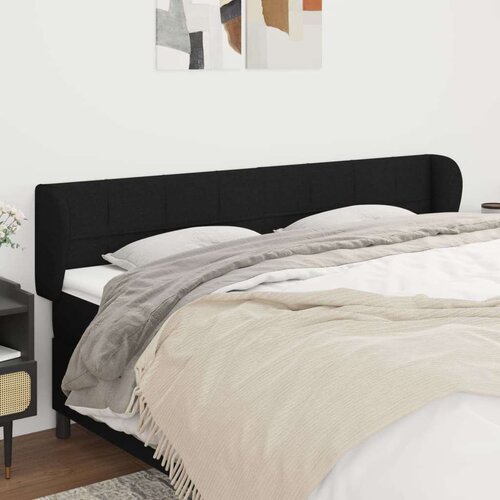  Vzglavje z u&amp;scaron;esi črno 183x23x78/88 cm blago, (20794601) Slike