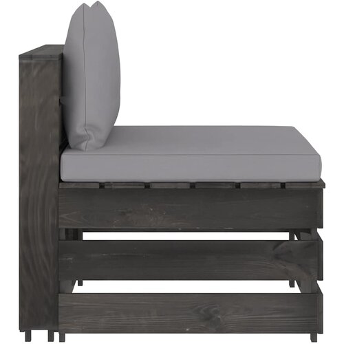  Modularna srednja sofa s jastucima od sivo impregniranog drva Siva Slike