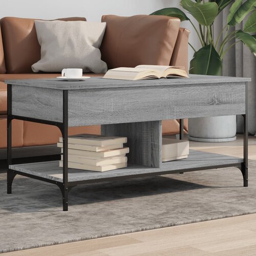  The Living Store Klubska mizica siva sonoma 100x50x50 cm inž. les in kovina - Klubska Mizica, (21441101) Slike