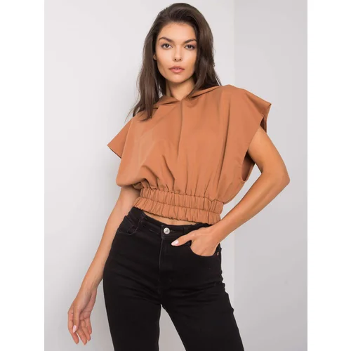 Fashion Hunters Light brown shortened sweatshirt