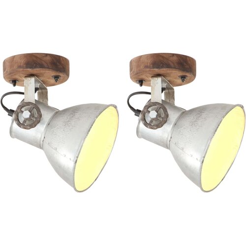  Industrijske zidne/stropne svjetiljke 2kom srebrne 20x25 cm E27 Slike