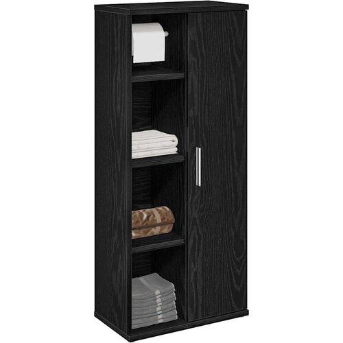 VidaXL Kupaonski ormarić s držačem za role crni 39x22x90 cm Slike