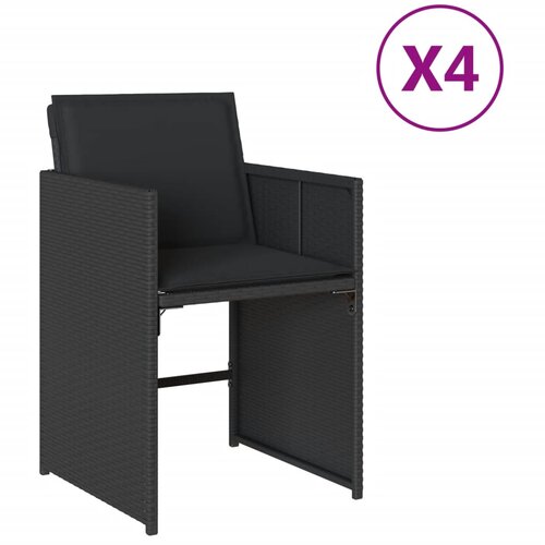 Maison Chic Vrtni stoli - Stol za vrt z blazinami 4 kosi črn poli ratan JS2216, (21876814) Slike