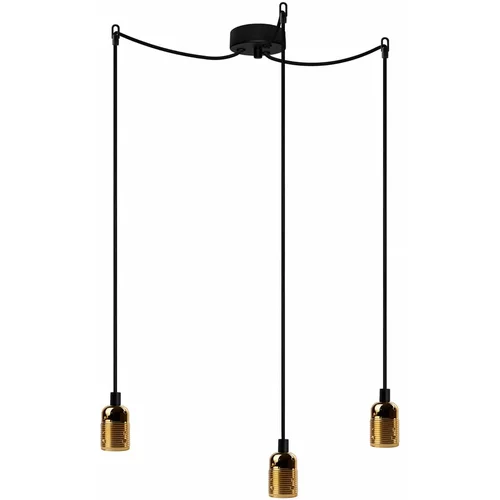 Bulb Attack Črna dvojna viseča svetilka z detajli v zlati barvi Uno Basic