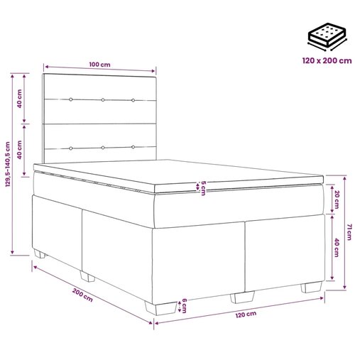  Boxspring krevet s madracem Crna 120 x 200 cm Bar&amp;scaron;un - Crna 120 x 200 cm Pro&amp;scaron;iveno gumbima Slike