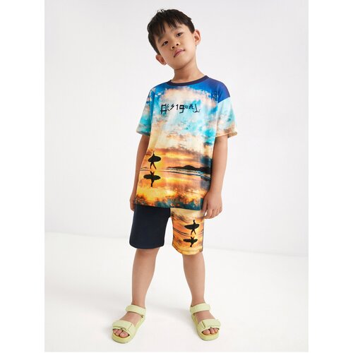 Desigual Orange and blue boys patterned T-Shirt Melon - Boys Slike