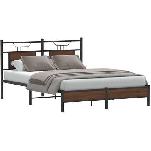 vidaXL Posteljni okvir brez vzmetnice rjavi hrast 150x200 cm inž. les Cene