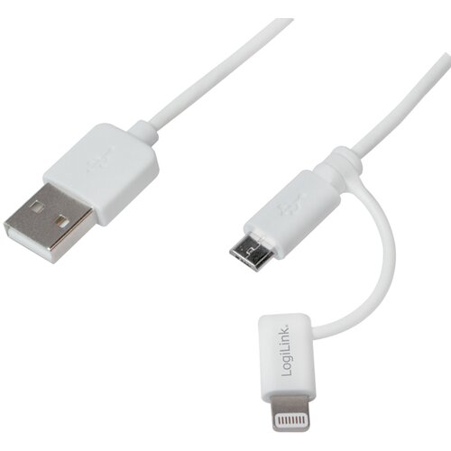 Logilink USB kabel USB 2.0 USB-A vtič\, USB-mikro-B vtič\, Apple Lightning vtič 1.00 m bela, (20415699) Cene