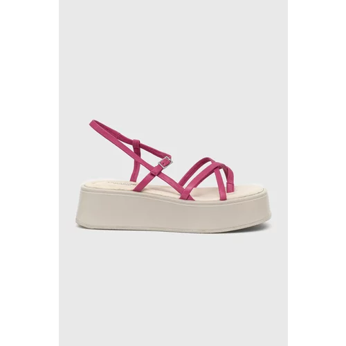 Vagabond Kožne sandale Courtney za žene, boja: ružičasta, s platformom