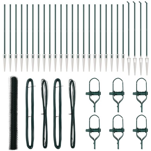 vidaXL Geometrijska Ograda Zelena 1.6x50 m Čelik, Stupovi za Ogradom s Šiljastim Krajem 13 kom Ø32 mm 180 cm Galvanizirani Čelik Cijene