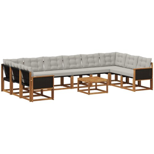 vidaXL Zunanja garnitura za sedenje 11 pcs Naravna in svetlo siva, (5000280582) Cene