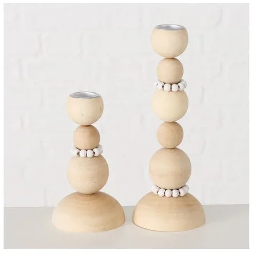 Boltze Komplet 2 lesenih svečnikov Boltze Beads