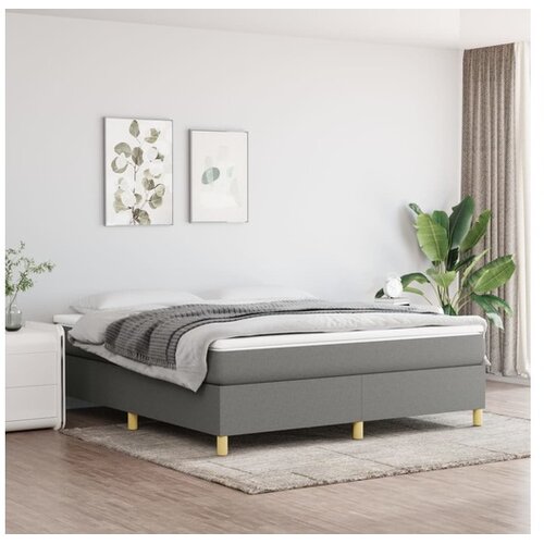  Box spring postelja z vzmetnico temno siva 180x200 cm blago Cene