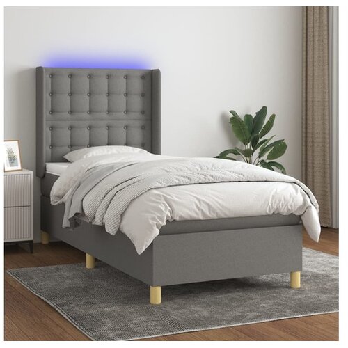  Krevet box spring s madracem LED tamnosivi 80 x 200 cm tkanina Cene
