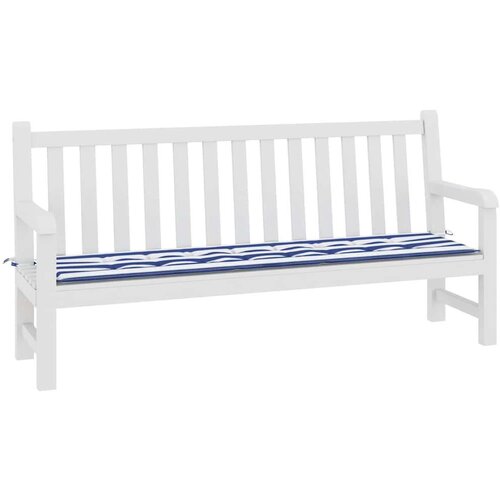 VidaXL Jastuk za vrtnu klupu plavo-bijeli prugasti 200x50x3 cm tkanina Slike