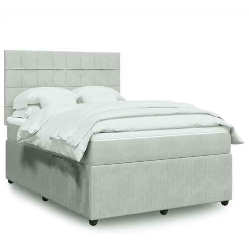 VidaXL Krevet s oprugama i madracem svjetlosivi 140x190 cm bar&amp;scaron;unasti Slike