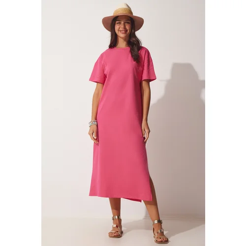  Women's Pink Cotton Summer Daily Combed Combed Dress