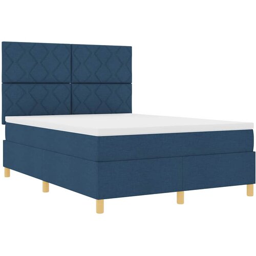  LED Box Spring Krevet s uzglavljem Plava 160 x 200 cm tkanina Slike