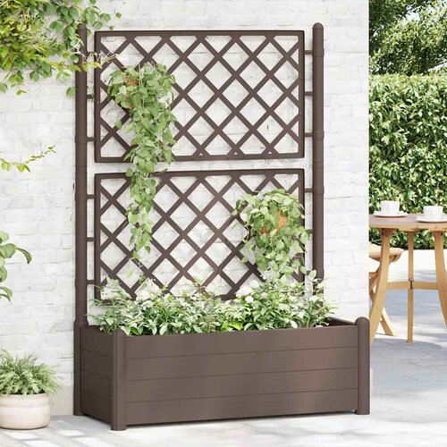  Vrtna sadilica s re&amp;scaron;etkom 100 x 43 x 142 cm PP boja kave Slike