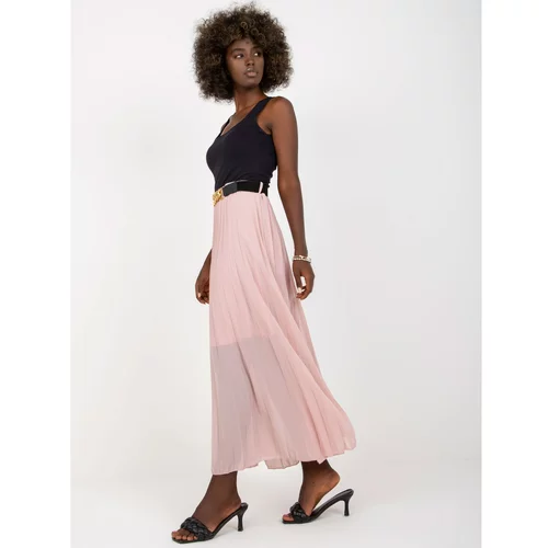 Fashion Hunters Dusty pink pleated maxi skirt with a belt