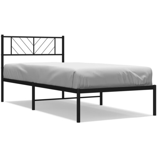 Maison Chic Kovinski Posteljni okvir - Enojna postelja - Postelja za odrasle z vzglavjem črn 75x190 cm, (21694289) Slike