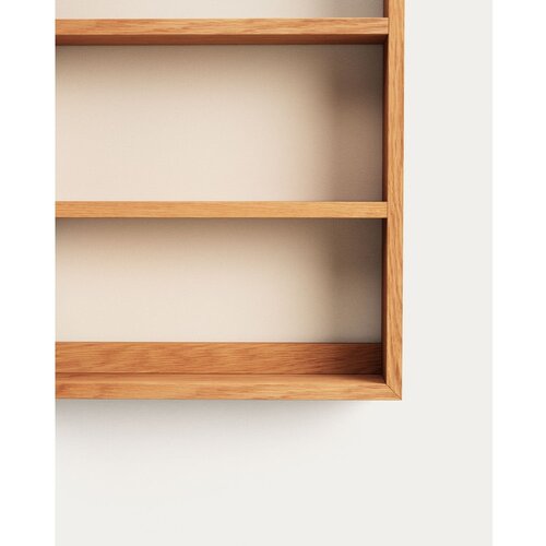 Kave Home stenska kopalni&amp;scaron;ka omarica z ogledalom iz masivnega tika 50x70 cm plubia &amp;ndash; Slike