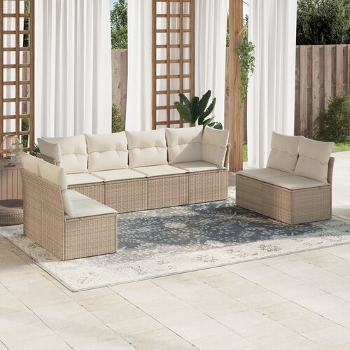 VidaXL 8-dijelni set vrtnih sofa od poliratana s jastucima bež Slike