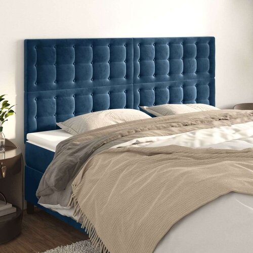 Posteljno vzglavje 4 kosa temno moder 80x5x78/88 cm žamet, (20952292) Slike