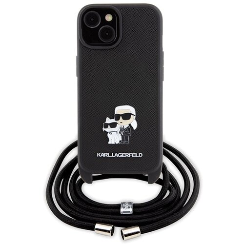 Karl Lagerfeld Ovitek KLHCP15SSALCPSK, Iphone 15, črn s pa&amp;scaron;čkom, (20844940) Slike