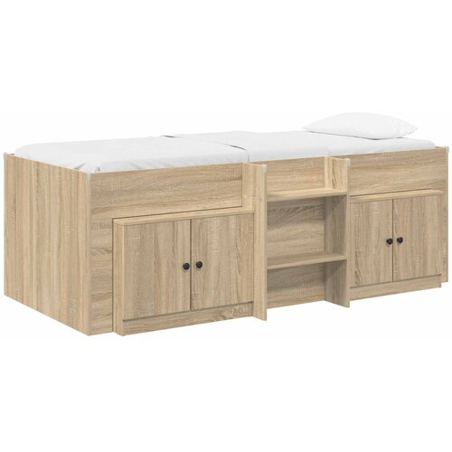  Loft krevet s ormarom 3 kom. Hrast sonoma Konstruirano drvo Smeđa 90 x 190 cm Slike