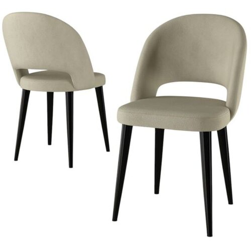 Hanah home set trpezarijskih stolica Pane 4 kom, krem tkanina Babyface, crne metalne noge Cene