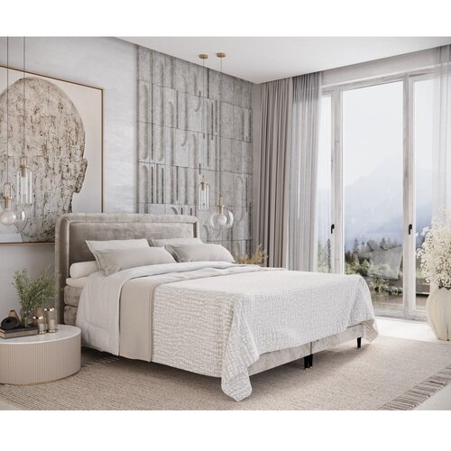 Maison de R&amp;ecirc;ve svjetlo smeđi boxspring krevet 140x200 cm dove &amp;ndash; Slike