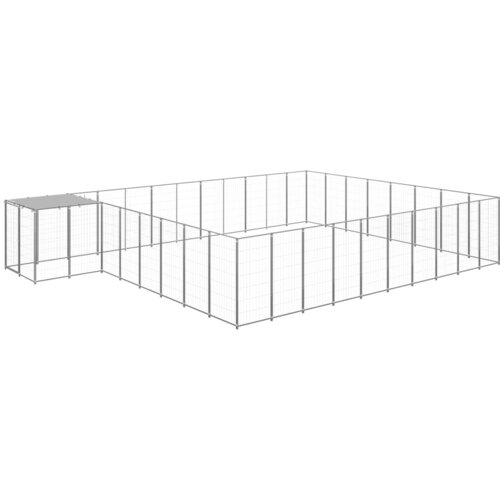 vidaXL Pasji boks srebrn 25,41 m² jeklo Cene