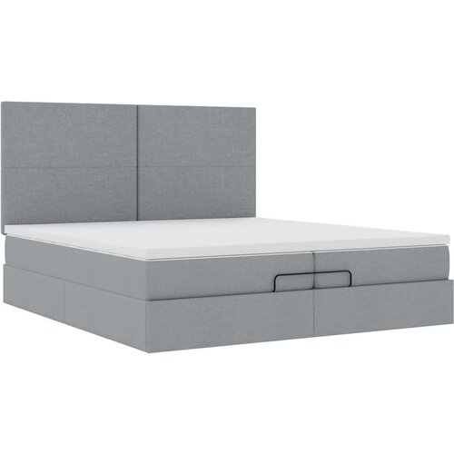 VidaXL okvir kreveta s madracima svijetlosivi 200x200cm od tkanine Slike