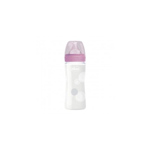 Chicco wb staklena fla&amp;scaron;ica 240ml, silikon, roze Slike