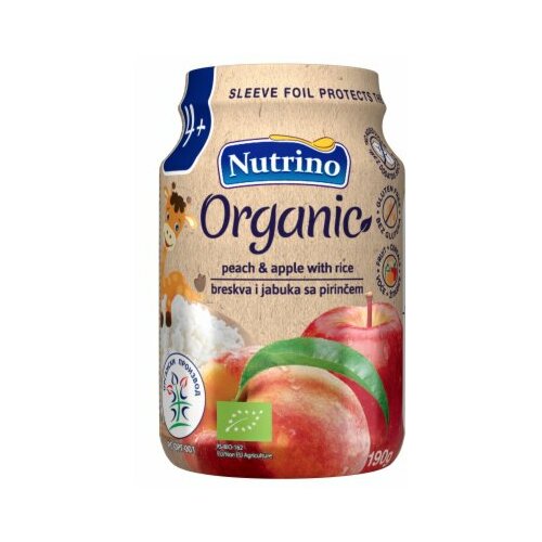 Nutrino kašica voćna organic breskva,jabuka,pirinač 190G Slike
