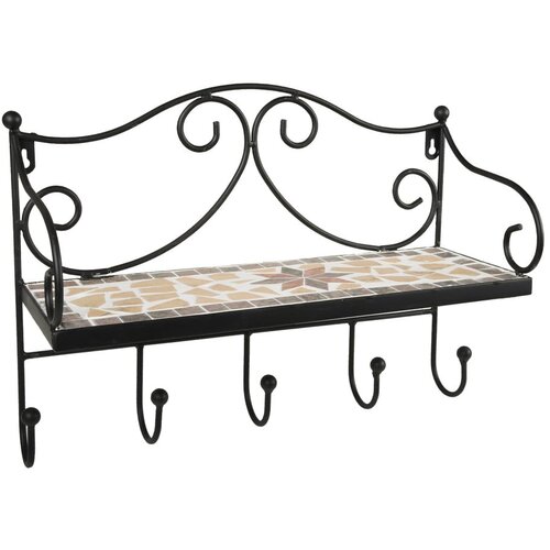 Garden Pleasure Crna metalna zidna vješalica s policom 42 cm Almeria – Cijene