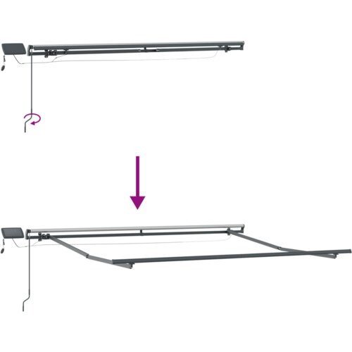 VidaXL Ručno uvlačiva tenda s LED crna 350x250 cm, Zamjenska tkanina za tendu za okvir 3.5x2.5 m crna Slike
