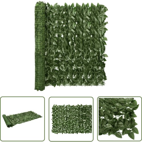  The Living Store Balkonsko platno s temno zelenim listjem 600x100 cm - Balkonsko Platno, (21742915) Slike