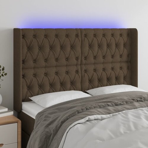  LED uzglavlje tamnosmeđe 147x16x118/128 cm od tkanine Cijene