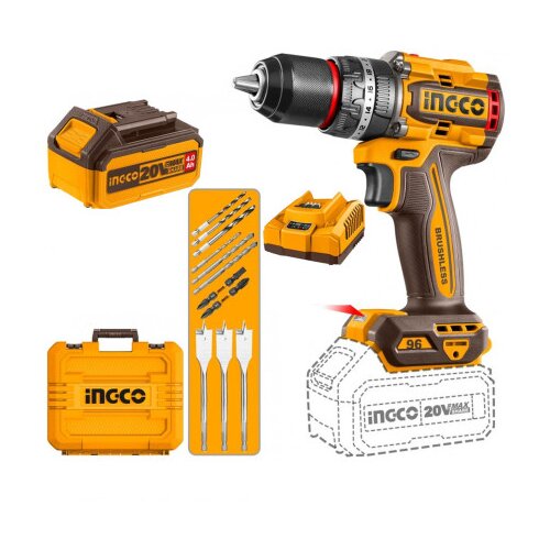 INGCO TOOLS Bu&amp;scaron;ilica AKU 20V set 2x4.0Ah Punjač nastavci i kutija CIDLI20968E Slike