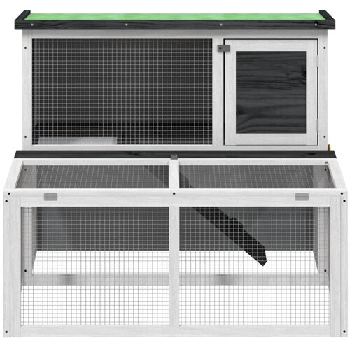 Kavez za zečeve sivi 102 x 90 x 84,5 cm od masivne borovine Slike