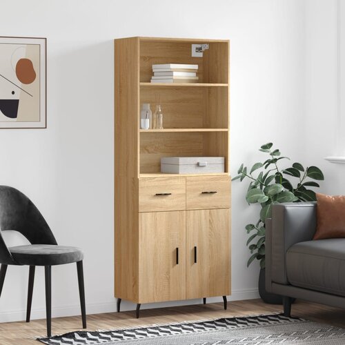 vidaXL Visoka komoda sonoma hrast 69,5x34x180 cm inženirski les Cene
