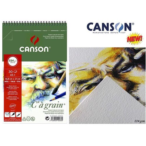 Canson Skicirka spirala &amp;quot;C&amp;quot; &amp;aacute; Grain A5 224 g, 30 listna, (22005448) Slike