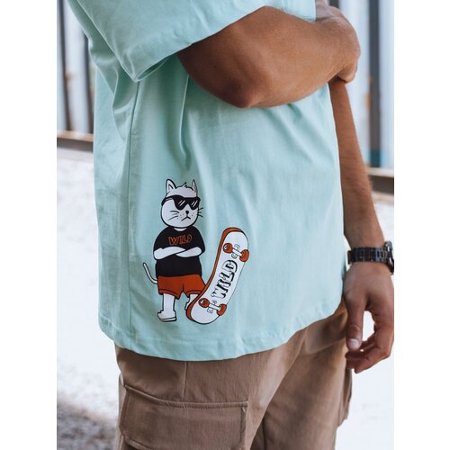 DStreet Men&amp;#039;s T-shirt with print, turquoise Slike