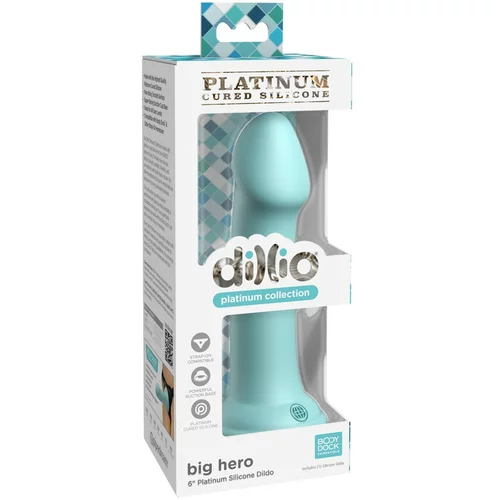 DILLIO Big Hero - silikonski dildo z lepljivimi prsti (17 cm) - turkizni