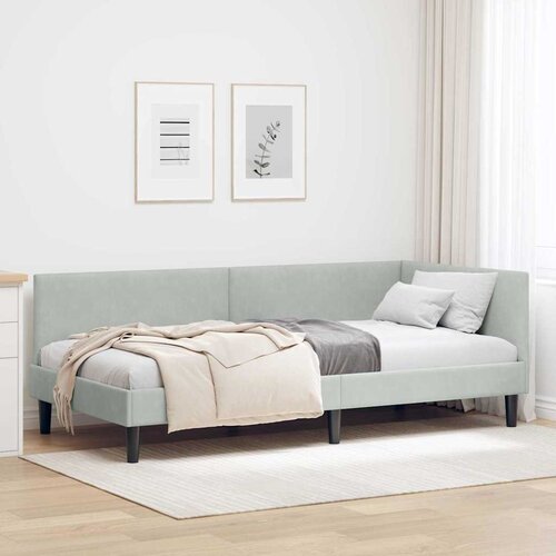 VidaXL Kutni okvir kreveta Ostalo s uzglavljem Svjetlosiva 90 x 200 cm Slike
