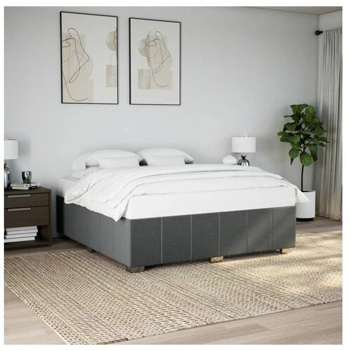 VidaXL Okvir za krevet bez madraca tamnosivi 200x200 cm od tkanine Slike