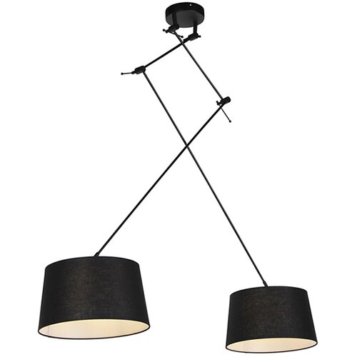QAZQA Viseča svetilka s platnenimi odtenki črna 35 cm - Blitz II črna Slike